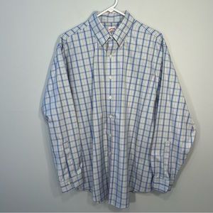 Brooks Brothers Shirt Mens Large Blue Plaid The Original Polo Button Up Non Iron